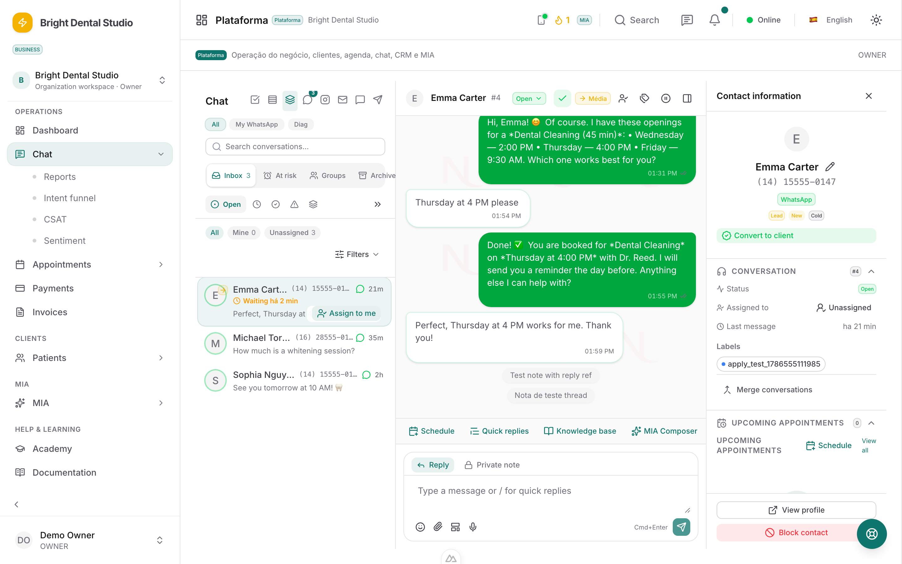MIA suggesting a reply inside the NeoAI inbox, with Approve and Edit actions